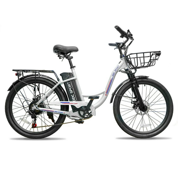 24 Inch Cruiser Electric Bike, E-Bike for Adults with 36V 10.4AH Removable Battery, Step Through Ebike for Women Men,City Electric Bicycle,for City Commute