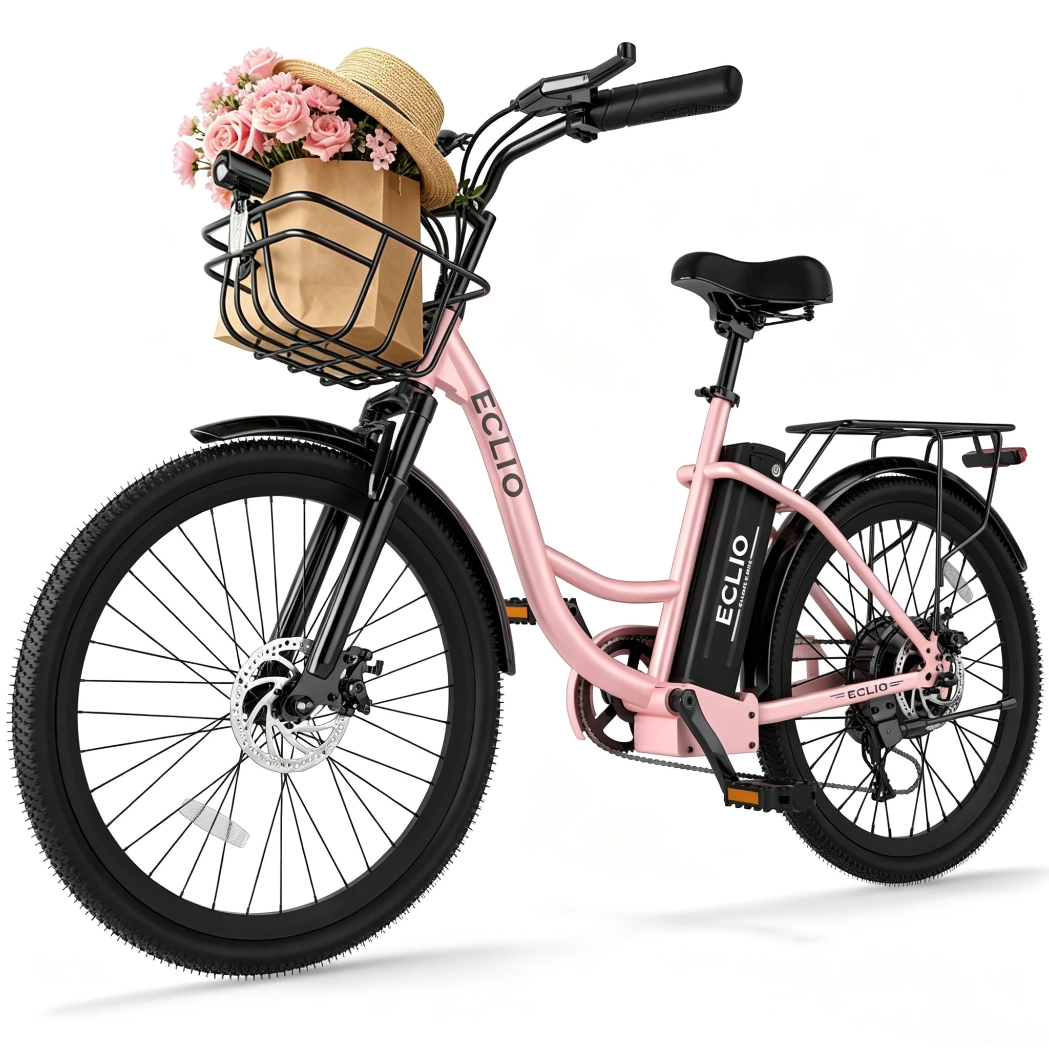 24 Inch Cruiser Electric Bike, E-Bike for Adults, Ebike with 48V 13AH Removable Battery, Step Through Ebike for Women Men,City Electric Bicycle,for City Commute Black