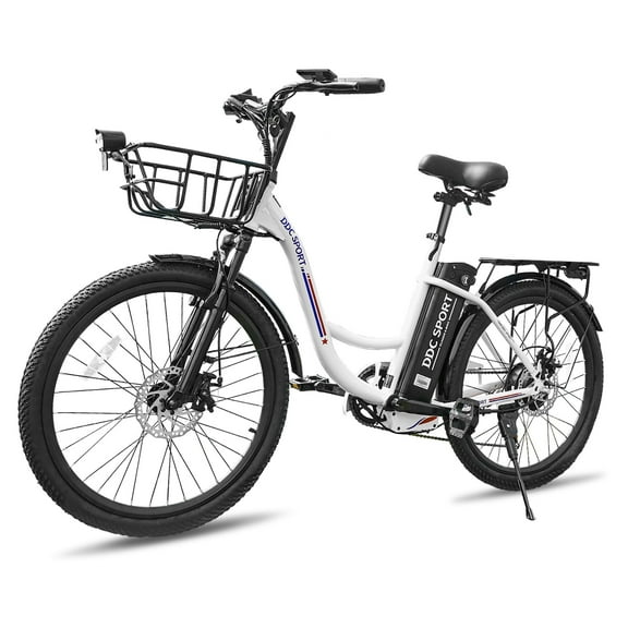 24 Inch Cruiser Electric Bike, E-Bike for Adults, Ebike with 36V 10.4AH Removable Battery, Step Through Ebike for Women Men,City Electric Bicycle,for City Commute