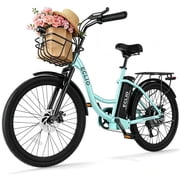 24 inch Cruiser Electric Bike, E-Bike for Adults, Ebike with 624WH Removable Battery, Step Through Ebike for Women Men,City Electric Bicycle for City Commute