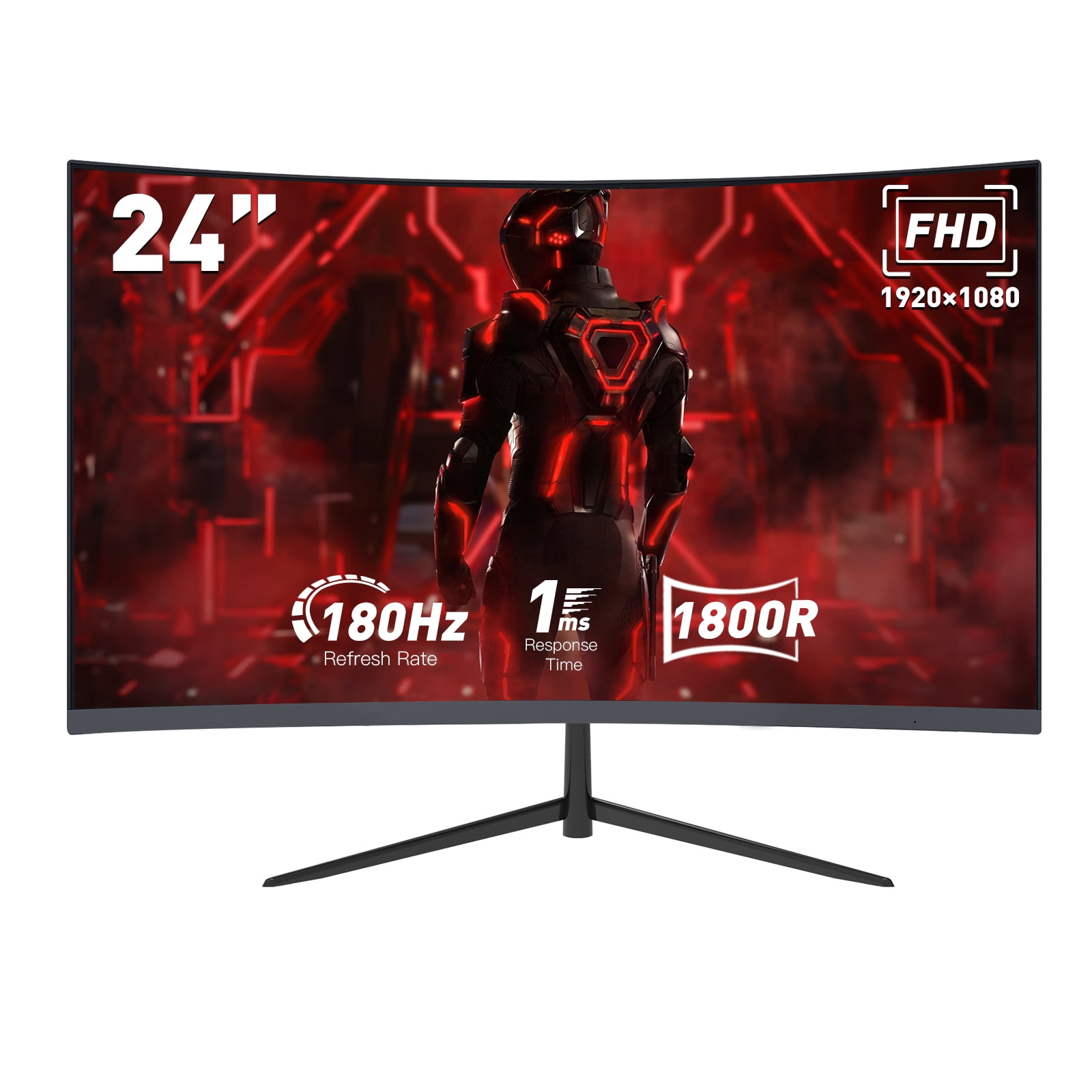 24 Inch Curved Gaming Monitor 180Hz 1ms FHD 1080P | HDMI DP FreeSync Eye Care