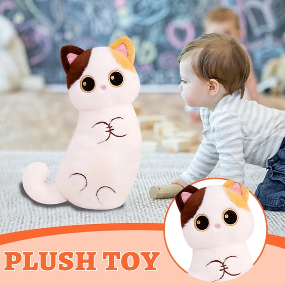 24 Inch Cute Calico Cat Plush Body Pillow, Soft Long Stuffed Animal Cushion with Adorable Facial Details, Ideal for Napping, Cuddling & Decor, Perfect Gift for Family, Adults & Kid