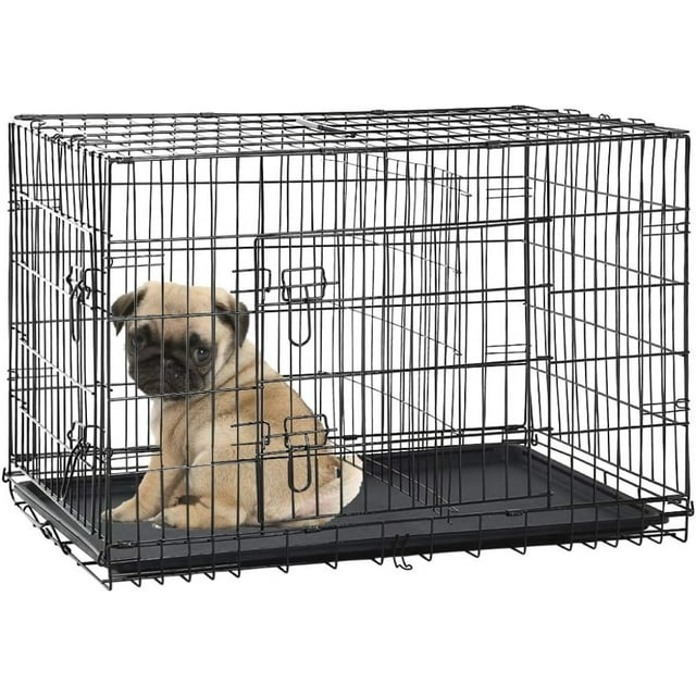 24 Inch Dog Crate for Small Dogs, Folding Metal Wire Crates Dog Kennels