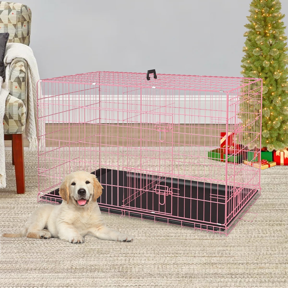 Pink dog cage large 2025
