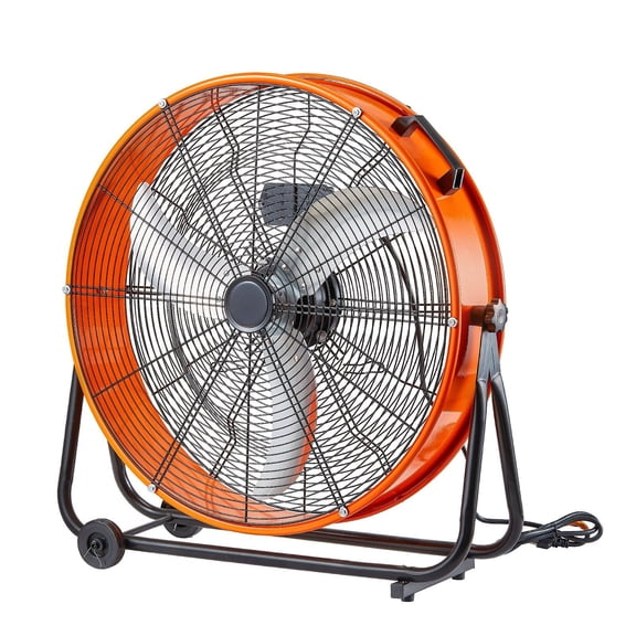 24 Inch Drum Fan, High Velocity Industrial Fan - 8600 CFM 3-Speed for Warehouse, Garage, Workshops & Large Spaces - Portable Floor Fan
