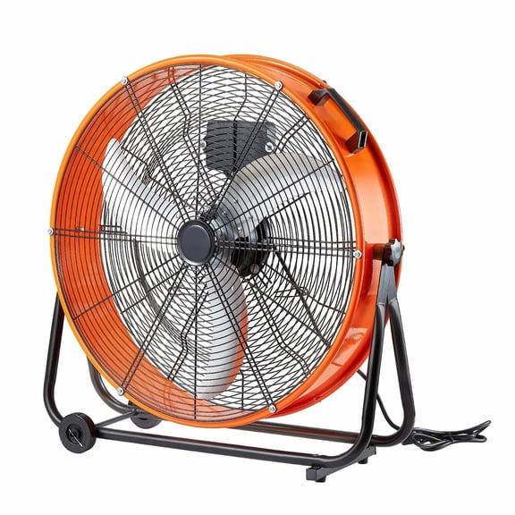 24 Inch Drum Fan - High Velocity Industrial Shop Fan, 8600 CFM, 3-Speed Adjustable Tilting, 2H Timer for Warehouse, Workshop, Factory