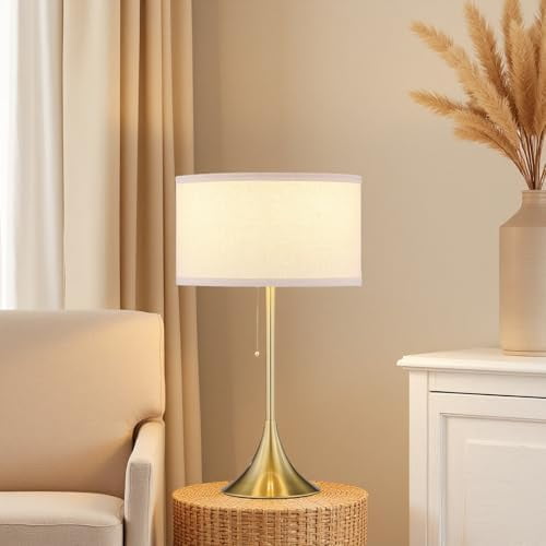 24-Inch Drum Shade Modern Table Lamp, Gold Nightstand Lamp for Office, Bedroom Bedside, Living Room, Metal Durable Desk lamp$$Tools & Hardware Other