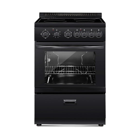 24 Inch Electric Range Oven, 2.7 Cu. Ft. 4 Burner, Stainless Steel Electric Stove, Bake & Broil, Kitchen Range
