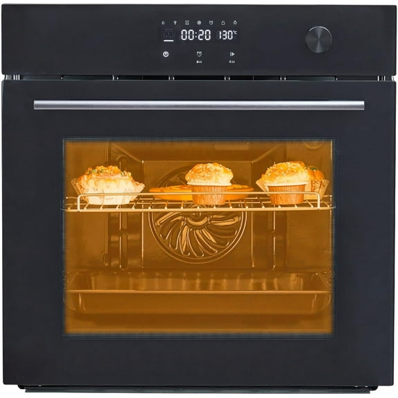 24 Inch Electric Single Wall Oven, 2.5 Cu.ft Built-in Convection System with 8 Cooking Functions in Stainless Steel, Touch Control