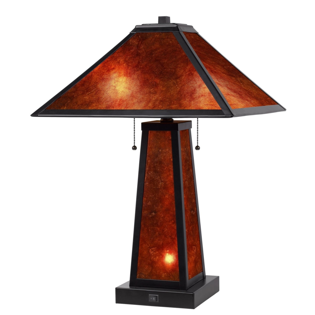 24 Inch Black Metal Table Lamp with Mica Shade