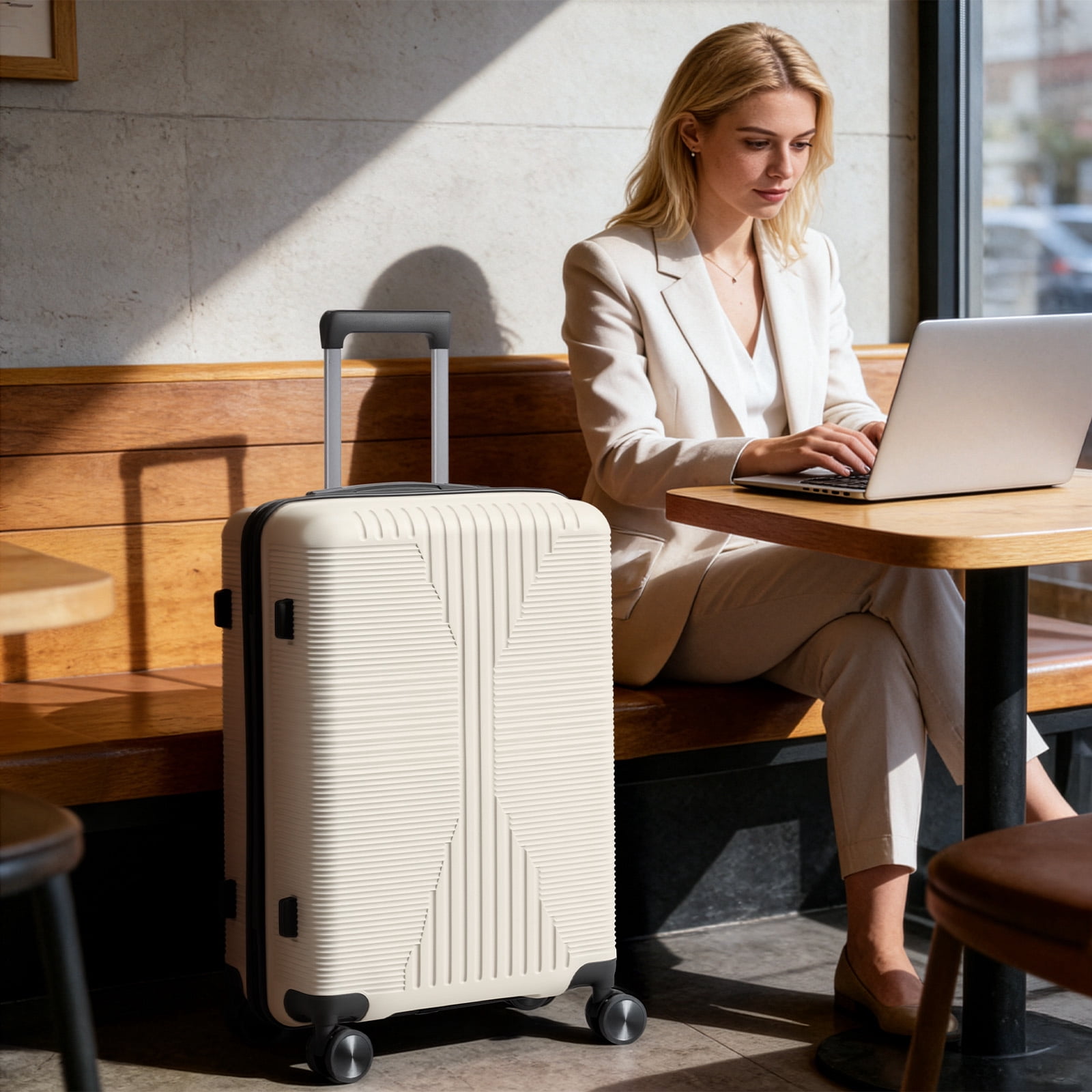 24 Inch Expandable Hard Shell Suitcase, 360 Silent Spinner Wheels Checked Luggage for 4-7 Days Business Family Travel
