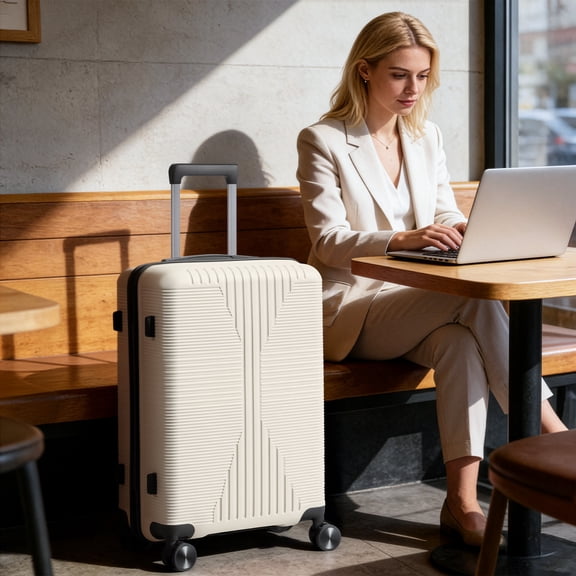 24 Inch Expandable Hard Shell Suitcase, 360 Silent Spinner Wheels Checked Luggage for 4-7 Days Business Family Travel