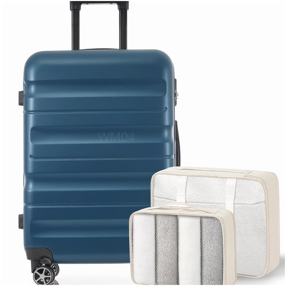24-Inch Expandable Hardshell Suitcase with Spinner Wheels, ABS Lightweight Check-In Luggage & Packing Cubes