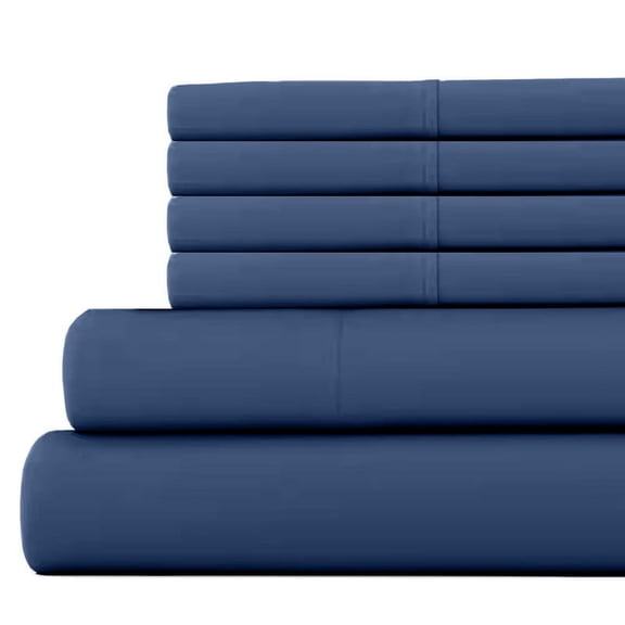 24 Inch Extra Deep Pockets -California King Giza 1000-Thread-Count Cotton 6-PC Sheet Set - Mediterranean Blue