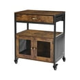 thumbnail image 1 of 24 Inch Farmhouse Style Coffee Bar Counter with Storage Space Movable Wheels and Mesh Doors Kitchen Entryway Sideboard Buffet Cabinet, 1 of 6
