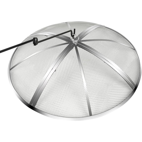 24 Inch Fire Pit Spark Screen,Stainless Steel Fire Pit Screen Cover with Handle&,Outdoor Fire Pit Screen Cover Round Mesh Lid Heavy-Duty for Backyard/Beach/RV Camping