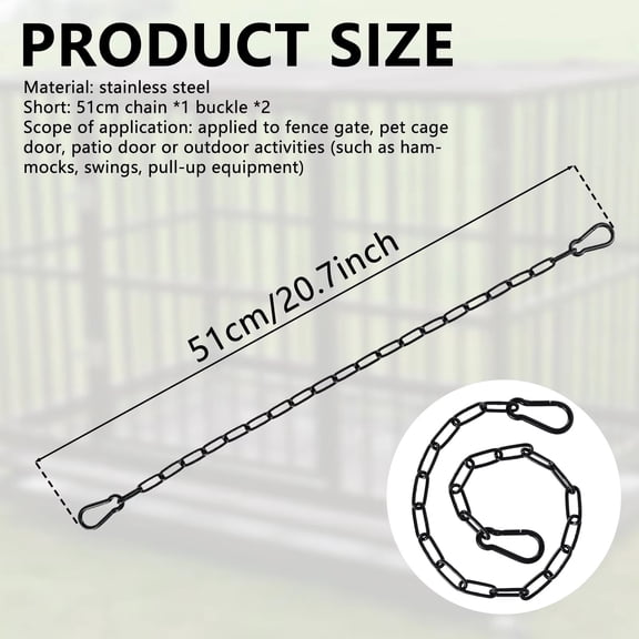 24-Inch Fitness Cable Machine Chain, Stainless Steel Extension Link for Strength Training, Durable Multi-Purpose Metal Chain for Home Gyms and Outdoor Utility (1 Pack)