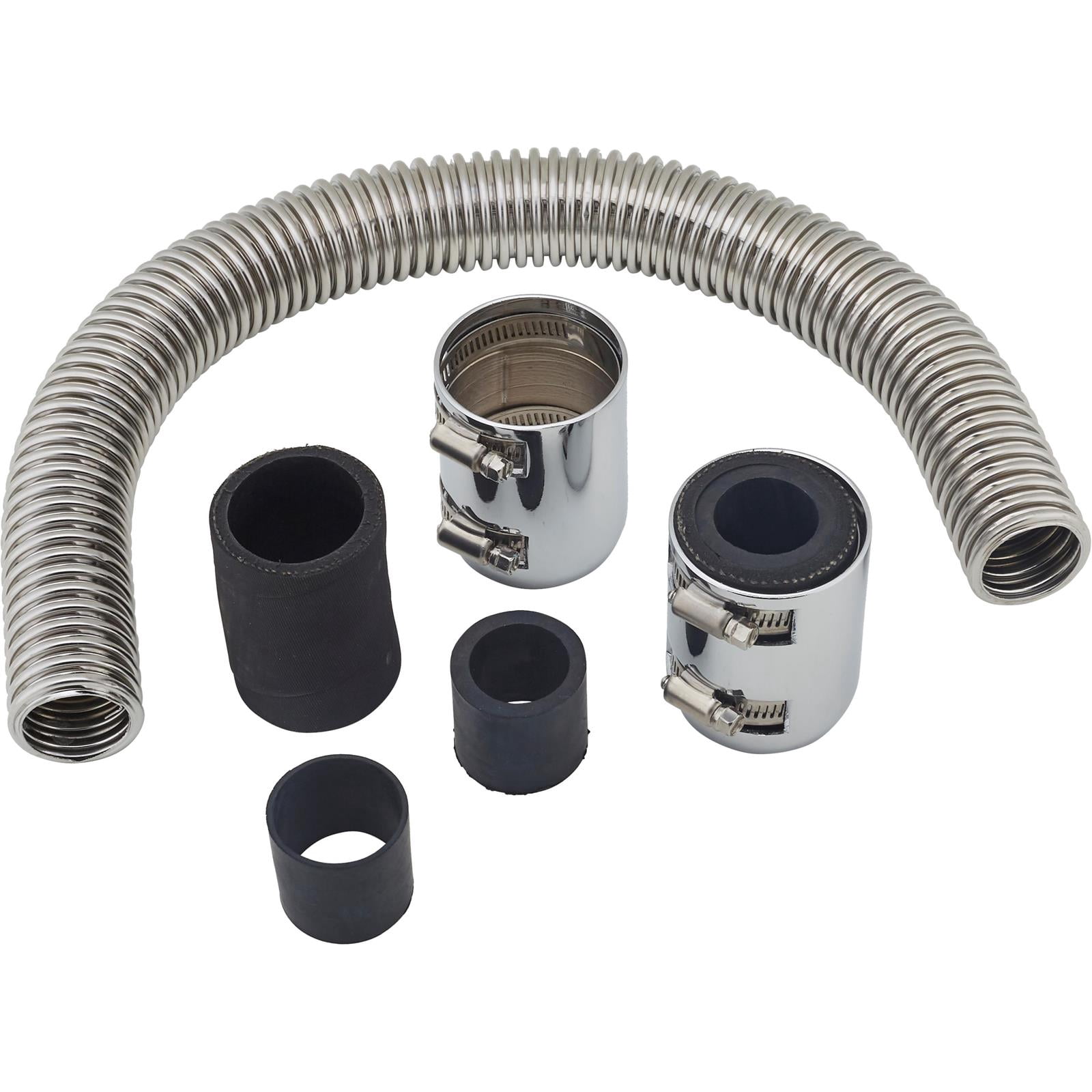 24 In Flexible Radiator Hose, Stainless Steel, Chrome Cover Caps ...