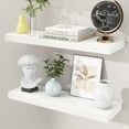 thumbnail image 1 of 24 Inch Floating Shelves Set of 2, Modern White Solid Wood Wall Shelves for Bedroom, Bathroom, Living Room, Kitchen Decoration Storage, 1 of 15