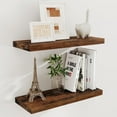 thumbnail image 1 of 24 Inch Floating Shelves for Wall, 9.3 Deep Wall Shelves for Home Decor & Storage, 24x9.3x1.5 Large Wooden Shelf with Heavy-Duty Bracket, Deep Shelf for Kitchen, Living Room, Rustic Brown Color, 1 of 14