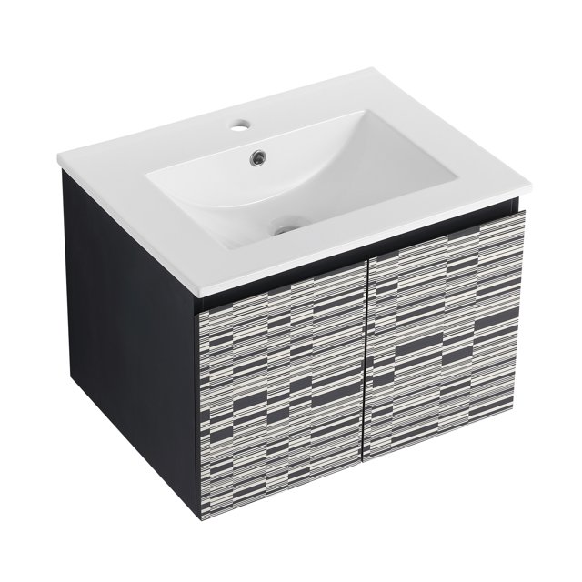 24 Inch Floating WallMounted Bathroom Vanity With Ceramics