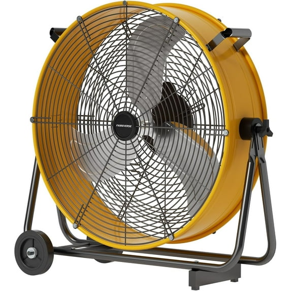 24 Inch Floor Drum Fan Pro Series - High Velocity Metal Drum Fan with Handle Caster for , Warehouse, Covered Patio, Shop, Garage, Barn, 3 Speed 8800 CFM UL Safety Listed
