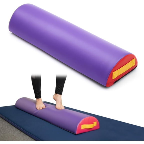24 Inch Foam Roller Half Round Gymnastics nce Beam with Hook-and-Loop Back Carry Handles Vinyl Surface for Beginners Professional Gymnasts