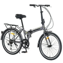 24-Inch Folding Bike with Steel Frame, Shimano 7-Speed, Lightweight City Bicycle – Gray