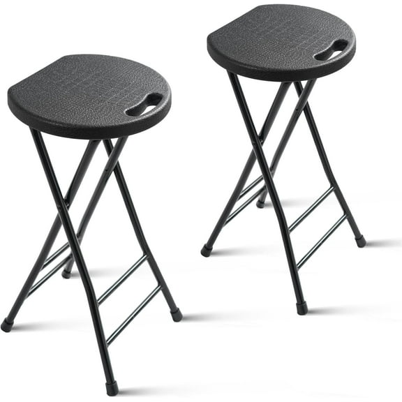 24-Inch Folding Stool with Handle, Folding Bar Stool with Non-Slip Feet,Folding Chair,Indoor and Outdoor Foldable Stool for Adults,600 lbs Capacity, Set of 2