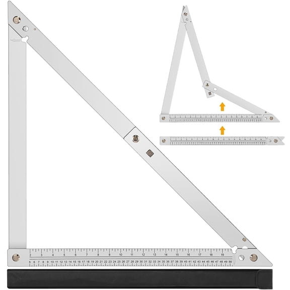 24 Inch Folding Triangle Ruler Framing Square for Carpenter Tools Construction Framing Tool Measurement Angle Ruler