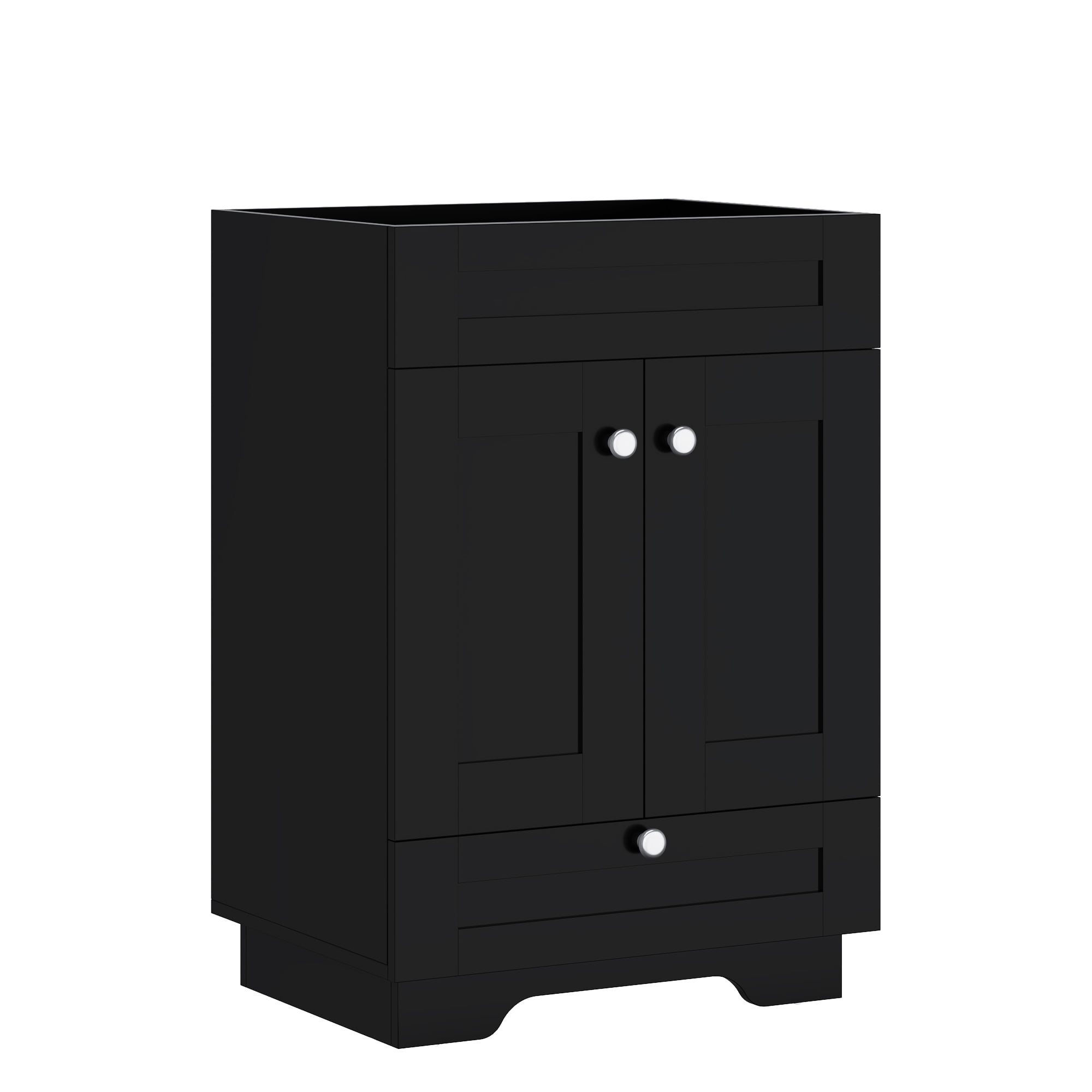 24 Inch Free-standing Single Bathroom Vanity Cabinet Base Only, Black ...