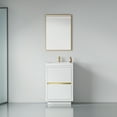 thumbnail image 1 of 24-Inch Freestanding Bathroom Vanity with U-Shape Drainage Drawers, Stone Resin Sink & Soft-Close Mechanism, Modern White Vanity Cabinet with 2 Storage Drawers for Compact Spaces, 1 of 9