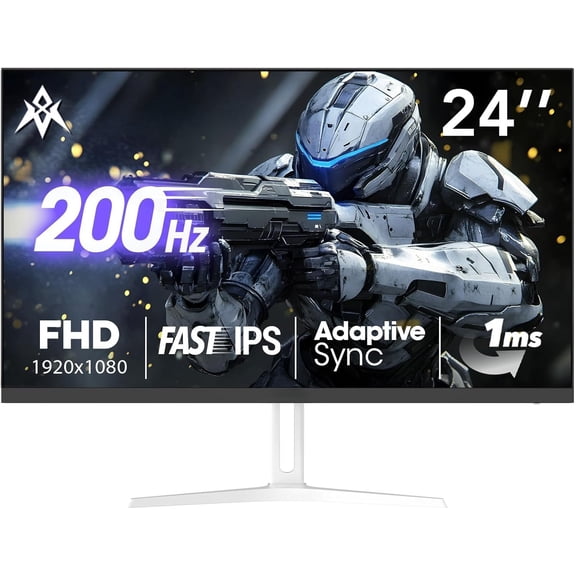 24 Inch Gaming  200Hz FHD 1080p  IPS Computer , 110% sRGB 1ms HDR Support Adaptive Sync, Eye Care VESA Mount  2.0 | Display Port 1.4 White , AMZG24X1W