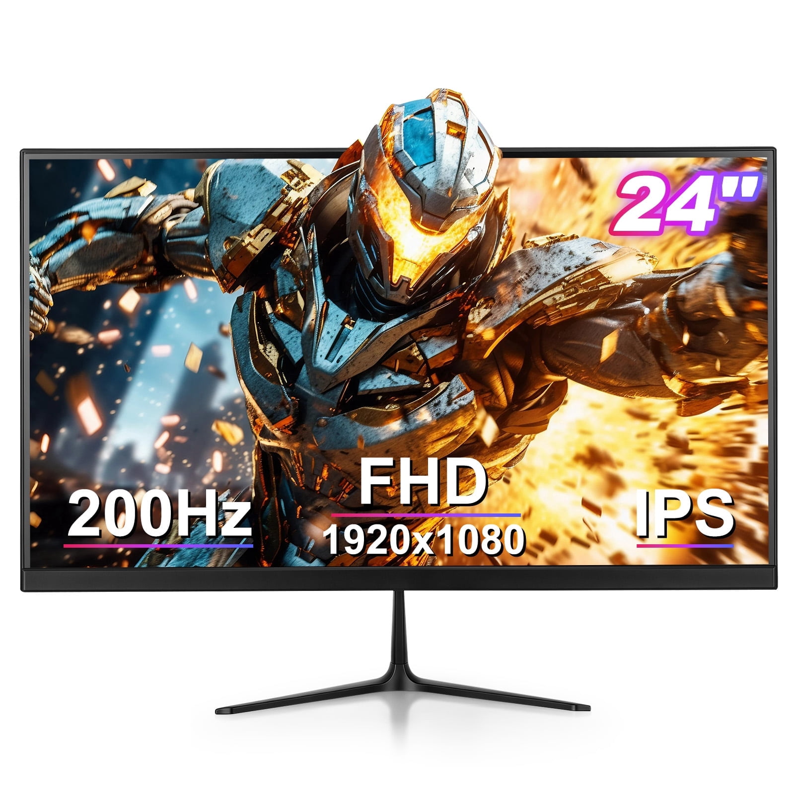 24 Inch Gaming Monitor 200Hz FHD 1080p Fast IPS Computer Monitor, 100% sRGB 1ms HDR Support Adaptive Sync, Eye Care VESA Mount HD-MI 2.0 & Display Port 1.4 Black Monitor
