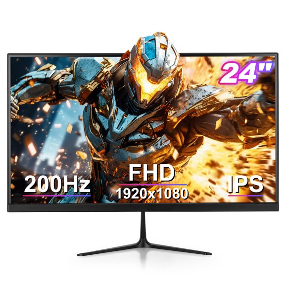 24 Inch Gaming Monitor 1K 200Hz High Refresh Rate 1ms Response 1920x1080 Resolution 100% NTSC Color Gamut HD Multimedia Interface DP Interface 24 Inch Black 200Hz+frameless