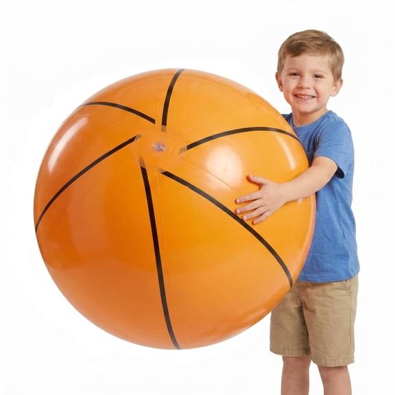 24-Inch Giant Beach Balls - (3-Pack) Inflatable Soccer, Basketball, Football Beach Balls - Extra Large Blow Up for Kids, Summer Pool Toys, Soccer Party Decorations