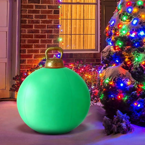 24 Inch Giant PVC Inflatable Christmas Ball Ornaments, Outdoor Large Xmas Blow Ball Decorations for Christmas Themed Party Ornaments (1 PC, Green)