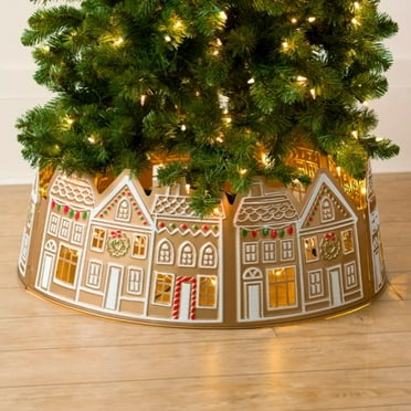 24 Inch Gingerbread House Christmas Tree Collar Viflosae LED Christmas Tree Collars for Artificial Trees Suitable for Gingerbread House Christmas Tree Skirts Collar for Christmas Tree Decorations 2ft