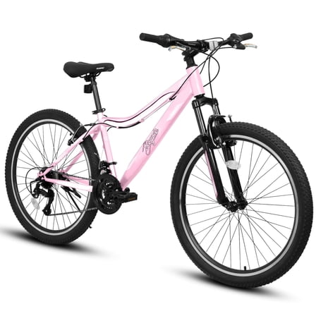 24 Inch Girls Mountain Bike, 21-Speed with Front Suspension - Pink