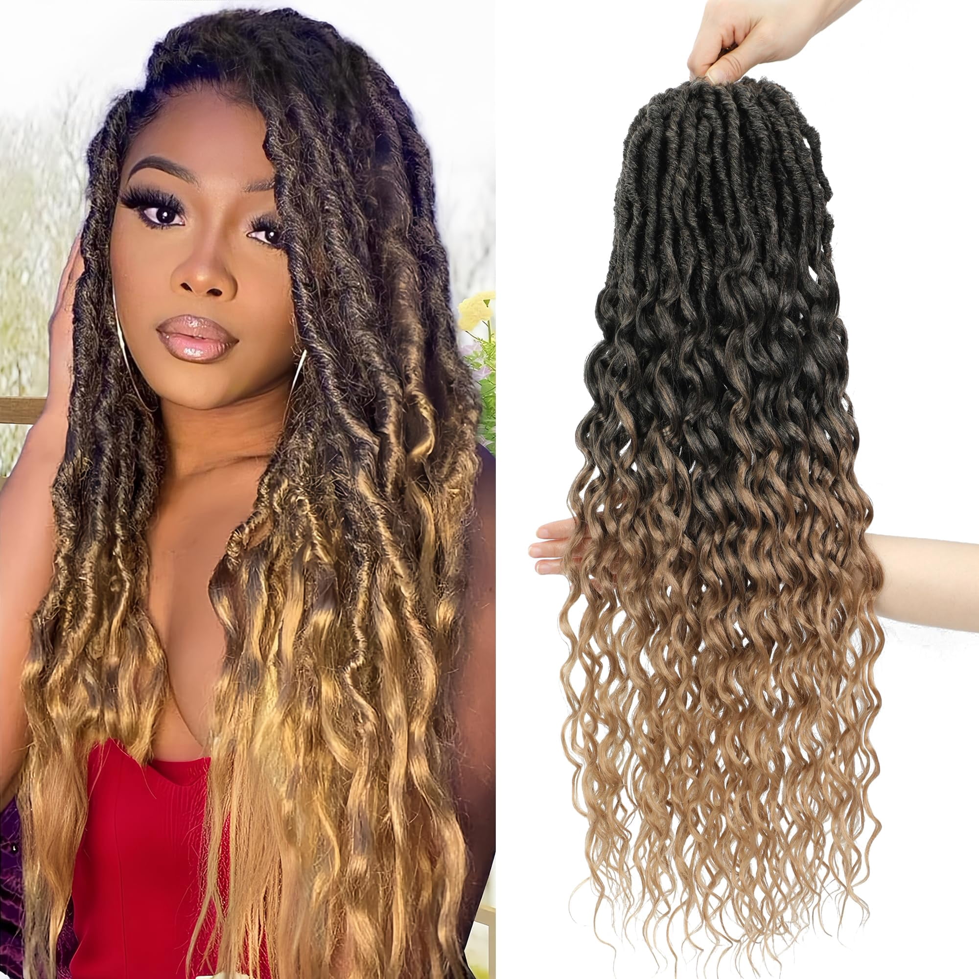 24 Inch Goddess Locs Crochet Hair Faux Locs With Curly Ends Crochet ...