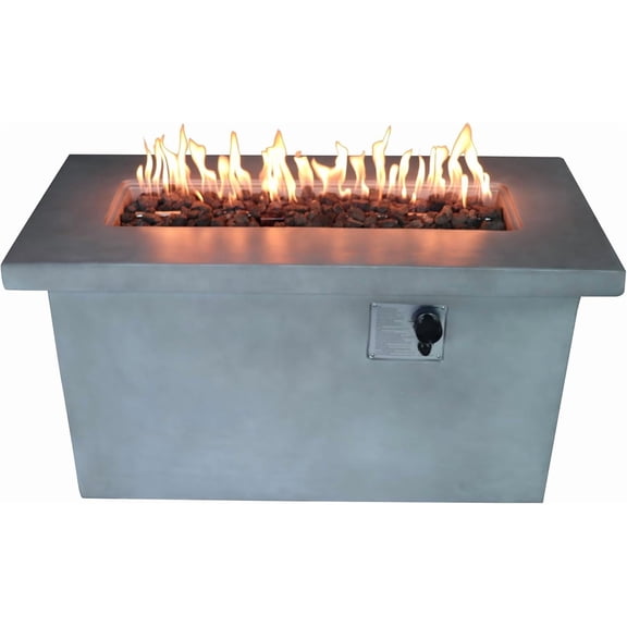 24 Inch Gray Concrete Fire Pit Table 50000 BTU Propane Natural Gas Outdoor