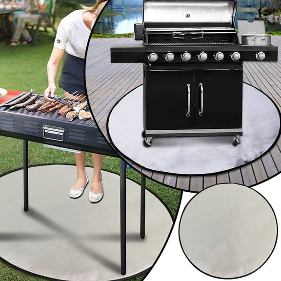 24 Inch Under Grill Mat – Compact Fireproof Waterproof BBQ Mat for Patio & Deck, Portable Heat Shield Protector for Small Grills, Smoker, Fire Pit, Easy Foldable & Reusable