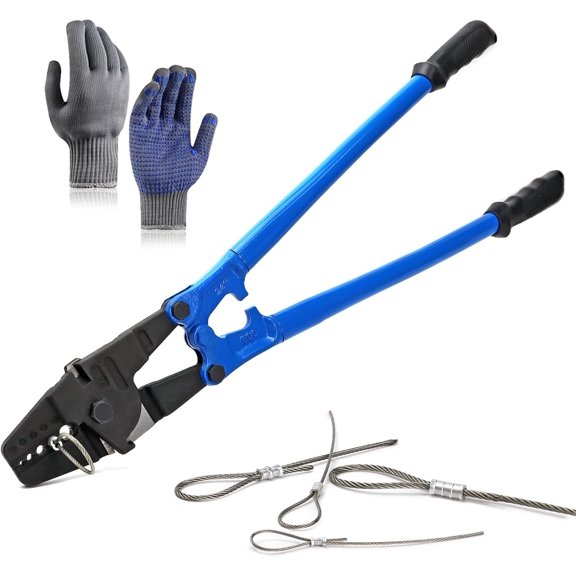 24 Inch Hand Swaging Tool, Wire Rope Crimping Tool for 1/16" 3/32" 1/8" 5/32" 3/16" Wires, 2-in-1 Crimper and , Swager Crimper for Copper Oval Sleeve and Stop Sleeve