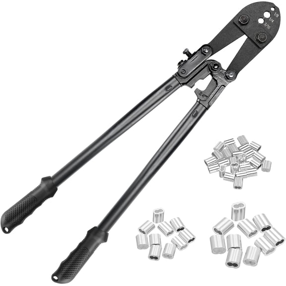 24 Inch Hand Swaging Tool, Wire Rope Crimping Tool for 1/8" 3/16" 1/4" Wire Cable, Heavy Duty Cable Long Hand Swager Crimper for Copper and Aluminum Oval Sleeves and Stop Sleeves