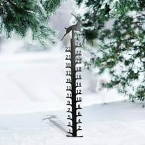 24 Inch Handcrafted Metal Outdoor Snow Gauge Yard Stake Winter Weather Measurement Tool with Snowflake Topper Christmas Garden Decoration