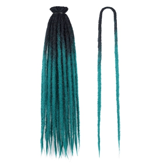 24 Inch Handcrafted Synthetic Locs Crochet Hair 20 Strands Soft Textured Braiding Hair Extensions Black Root Blue Ombre 1 Pack-blackroottealombre
