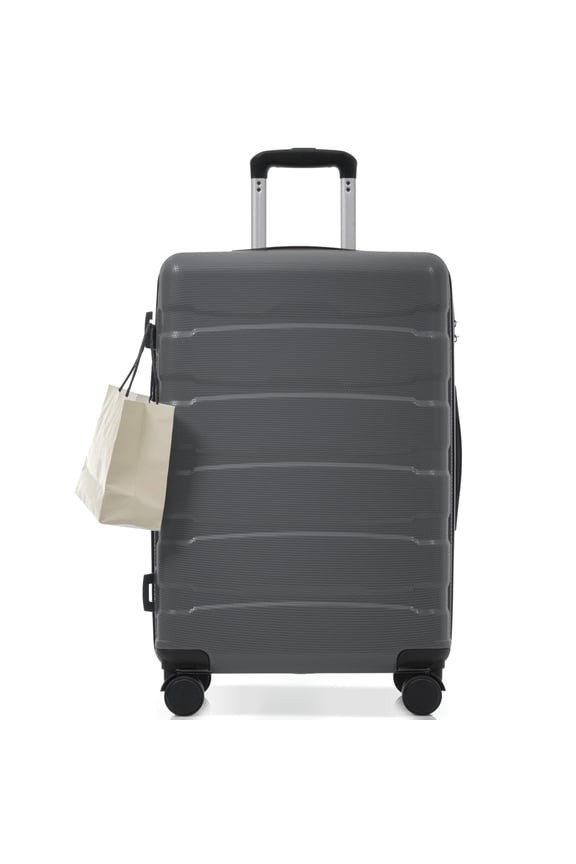 24 Inch Hardshell ABS Checked Luggage Expandable Spinner Wheel Suitcase with TSA Lock Durable Travel Bag for Extended Trips