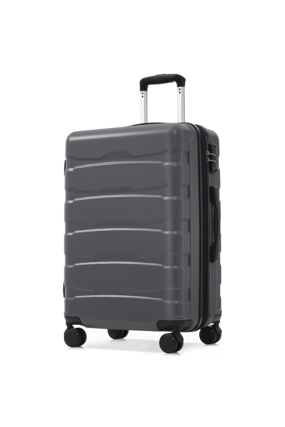 24 Inch Hardshell ABS Expandable Luggage, Durable Checked Suitcase with Spinner Wheels, TSA Lock & Side Hooks