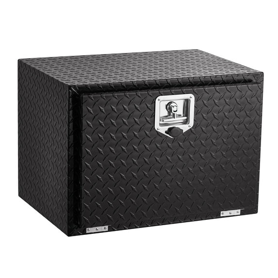 24 Inch Heavy Duty Aluminum Diamond Plate Tool Underbody Box, Waterproof Square Truck Storage Organizer Chest for Pick Up Truck Bed
