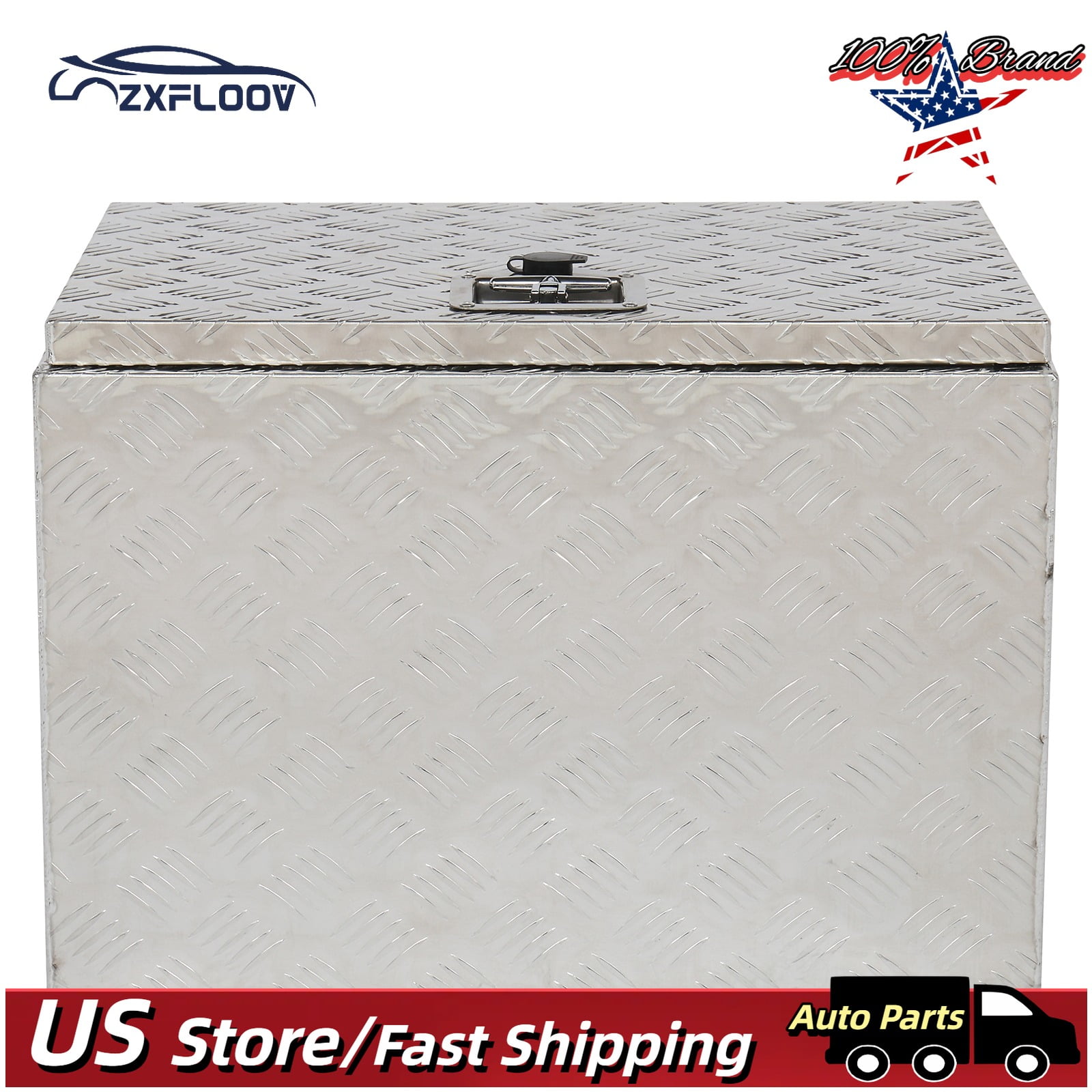 24-Inch Heavy-Duty Aluminum Underbody Toolbox - 5 Bar Tread Design for Trucks, RVs, and Trailers – Secure Storage with Lock & Keys